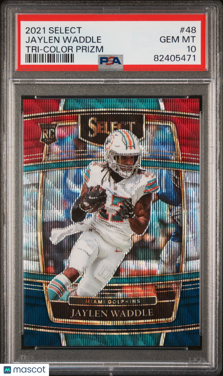 2021 Select Jaylen Waddle Tri Color Prizm /249 Rookie #48 PSA 10 Miami Dolphins Graded Sports Cards