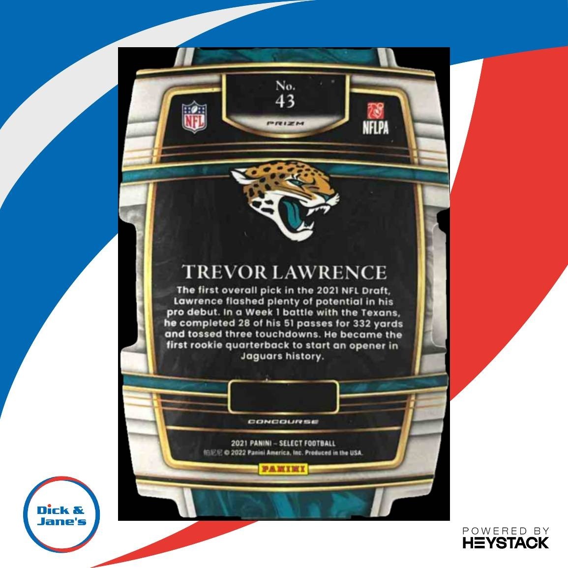 2021 Select Trevor Lawrence Red and Yellow Die Cut #43 RC Jacksonville Jaguars - Sports Cards