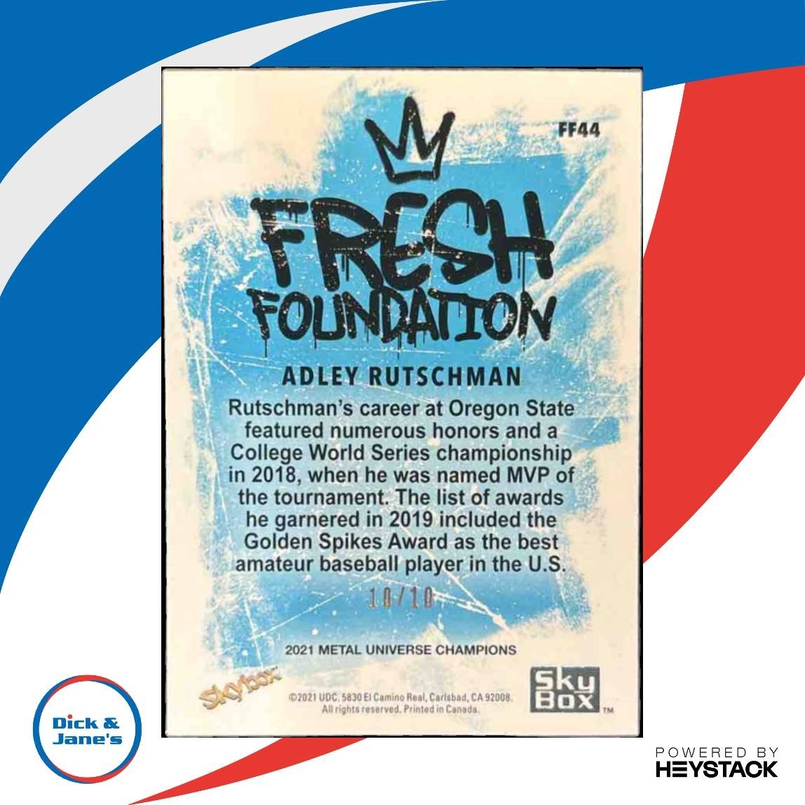 2021 Skybox Metal Universe Champions Adley Rutschman Fresh Foundation Green /10 - Sports Cards