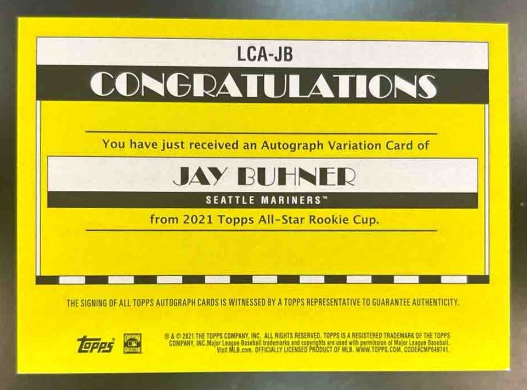 2021 Topps All-Star Rookie Cup Jay Buhner Legends Auto #LCA-JB Seattle Mariners - Sports Cards