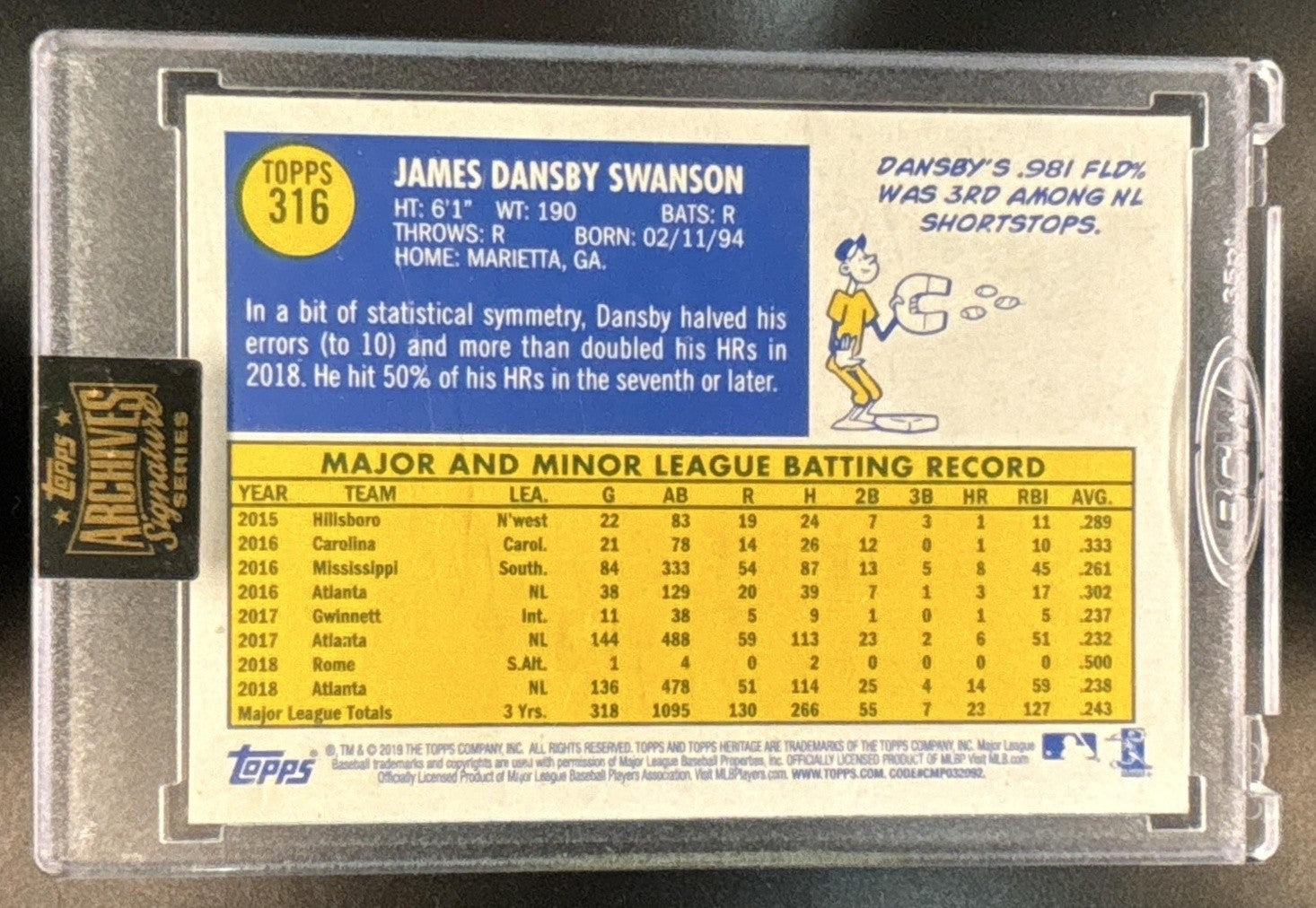 2021 Topps Archives Signature Series Dansby Swanson /27 2019 Heritage #316 Auto - Sports Cards