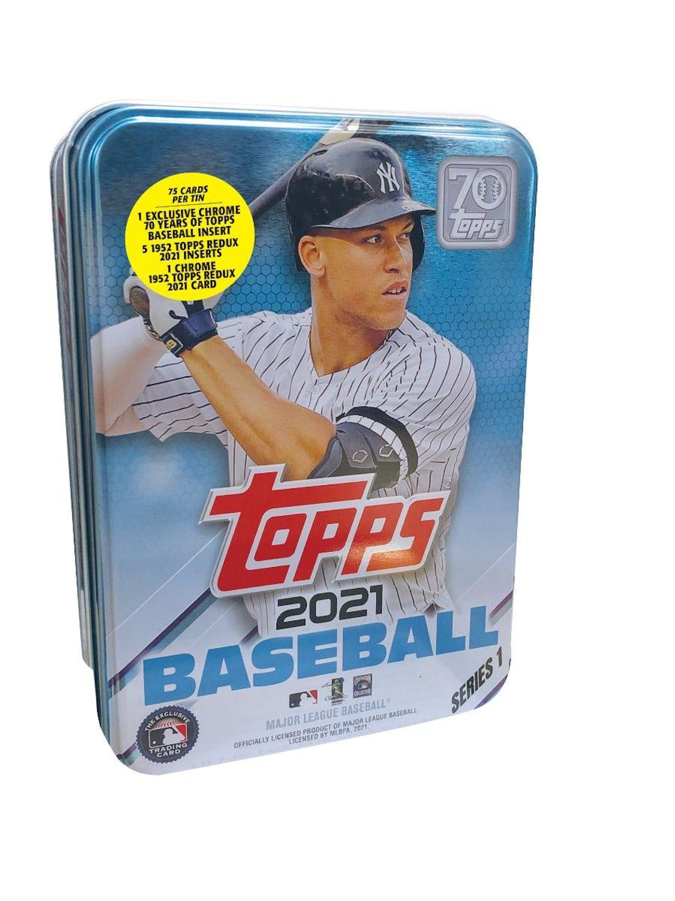 2021 Topps Baseball Series 1 Collectors Tin - 75 Cards (Aaron Judge Cover) - MLB collectible tin