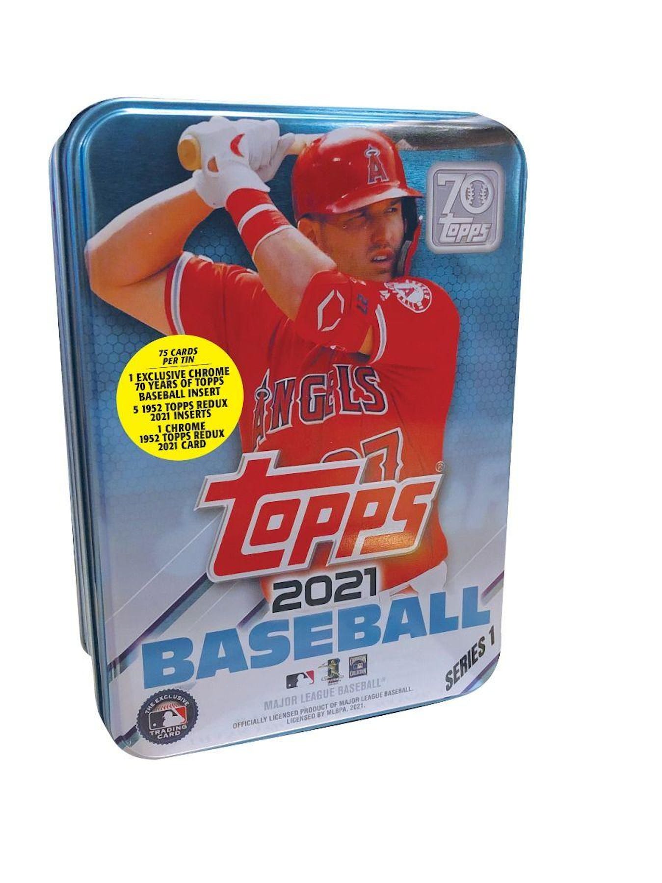2021 Topps Baseball Series 1 Collectors Tin - 75 Cards (Michael Trout Cover) - MLB collectible tin