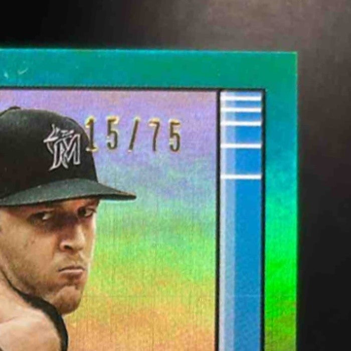 2021 Topps Big League Trevor Rogers Green Foil /75 #185 RC Miami Marlins - Sports Cards