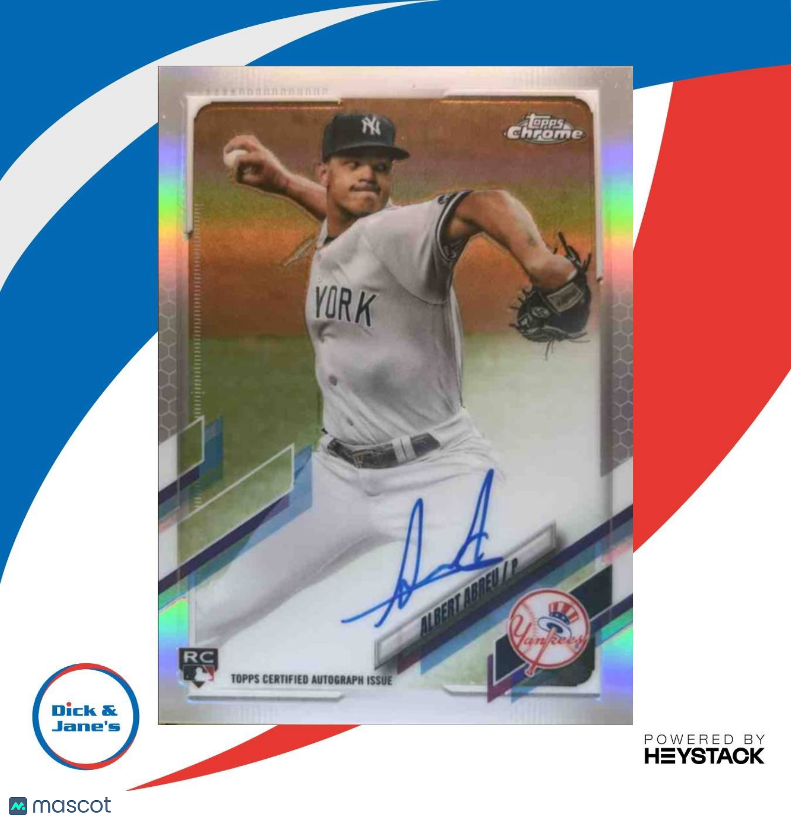 2021 Topps Chrome Albert Abreu Rookie Auto Refractor 401/499 RC New York Yankees - Sports Cards