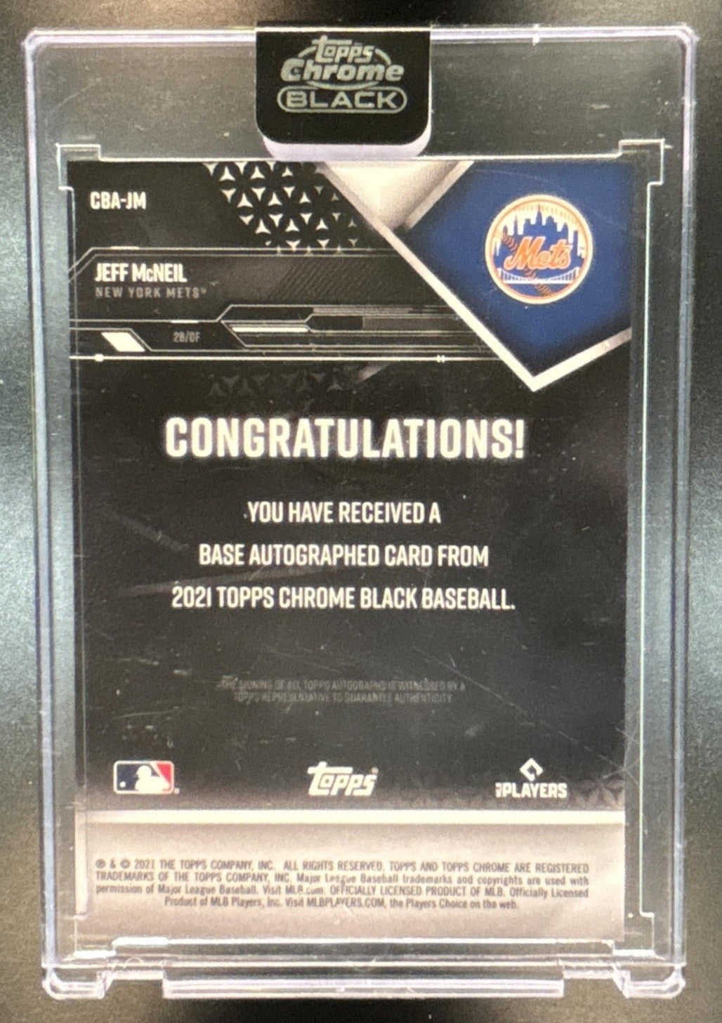2021 Topps Chrome Black Jeff McNeil Auto CBA-JM New York Mets - Sports Cards