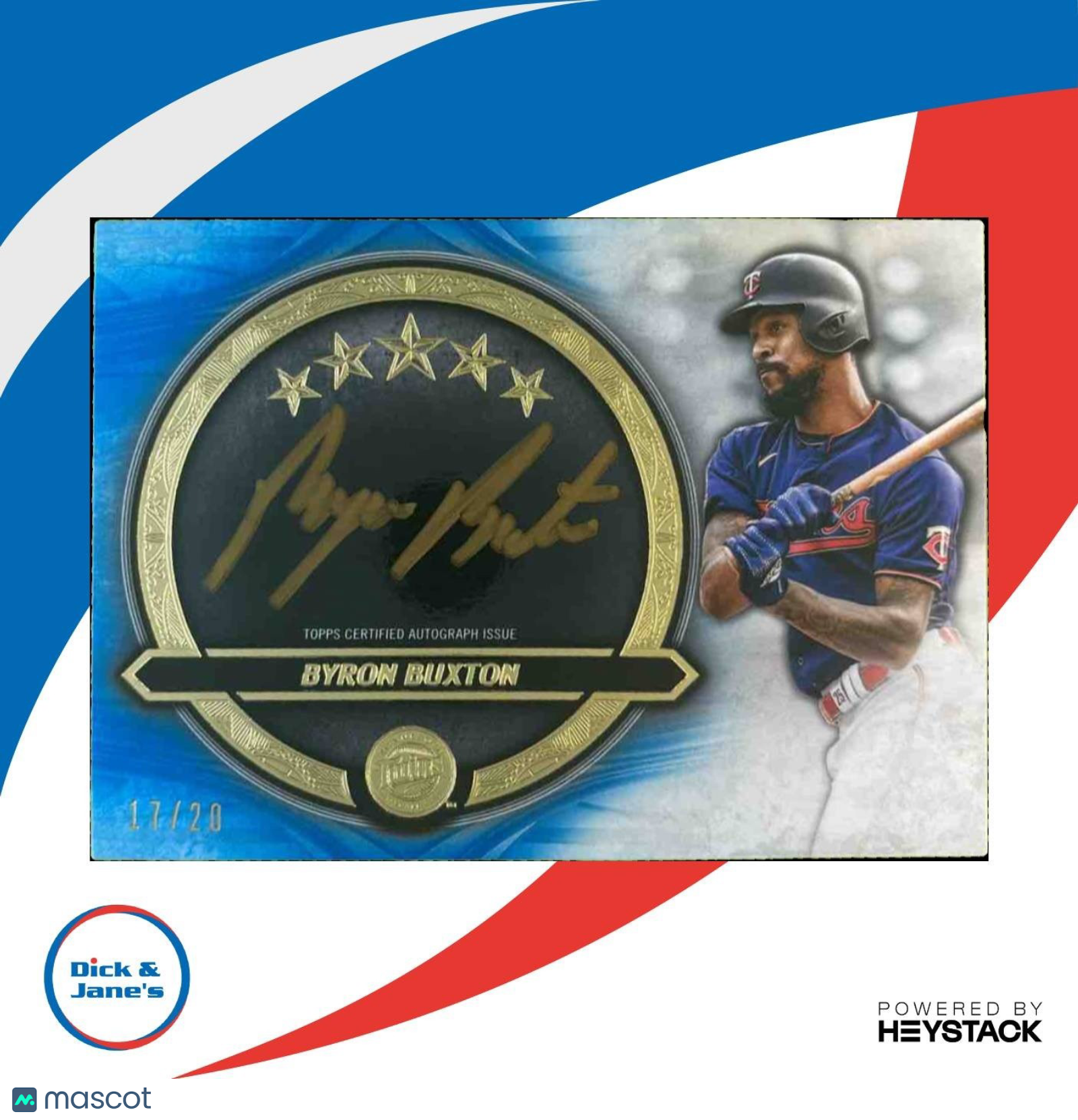 2021 Topps Five Star Byron Buxton Golden Graphs Blue /20 Auto Minnesota Twins - Sports Cards