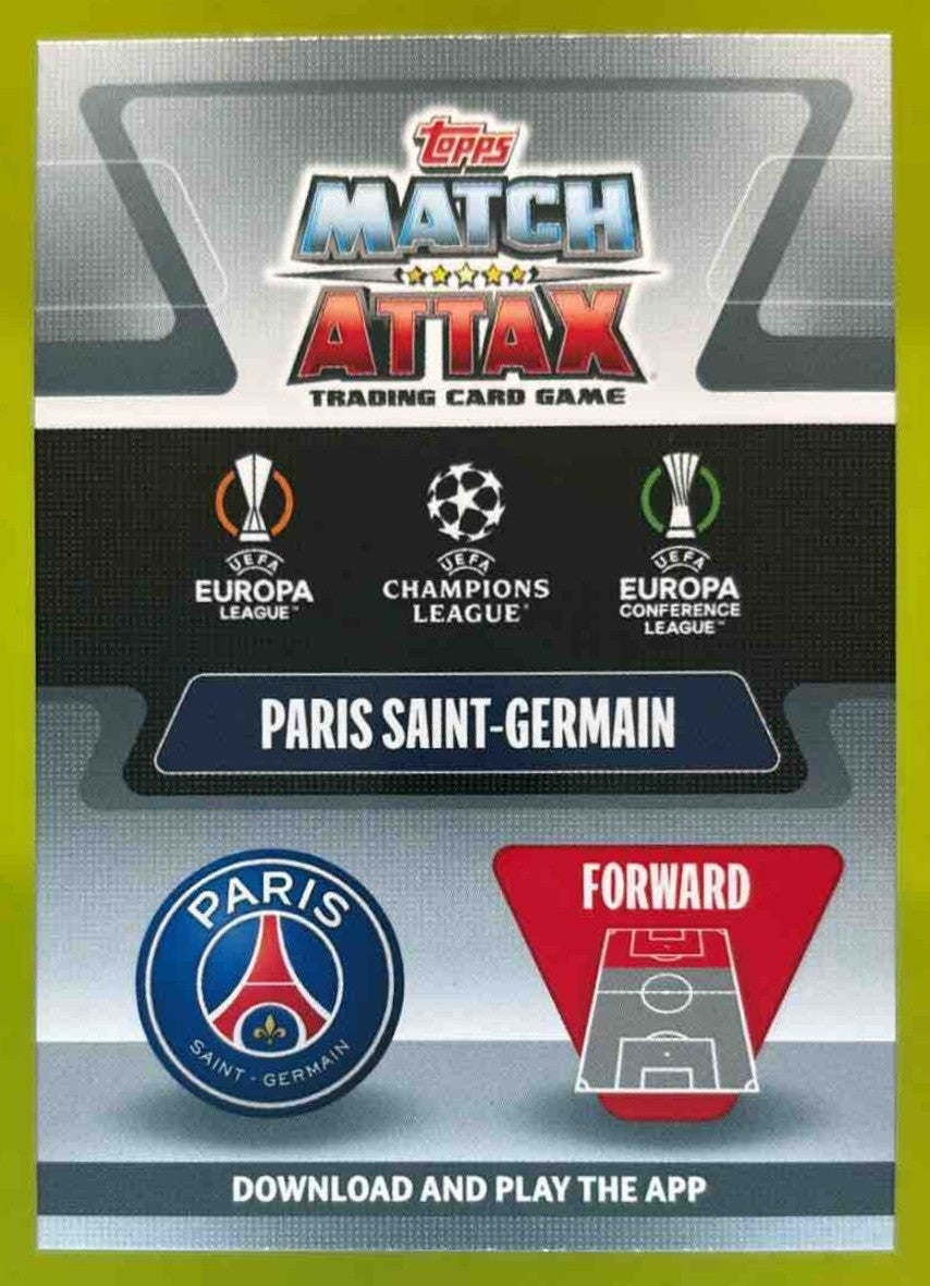 2021 Topps Match Attax Champions Europa League Neymar Jr 458 Paris Saint-Germain - Sports Cards
