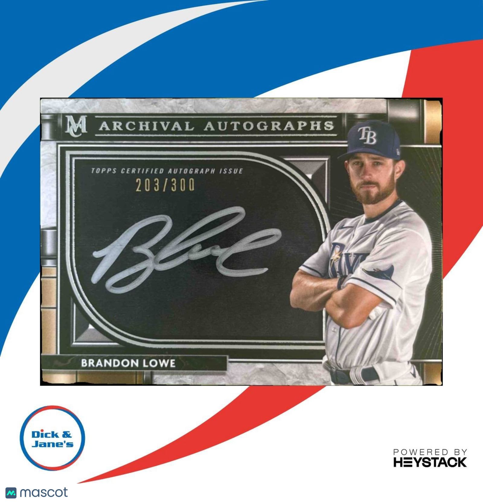 2021 Topps Museum Collection Brandon Lowe Archival Auto 203/300 Tampa Bay Rays - Sports Cards