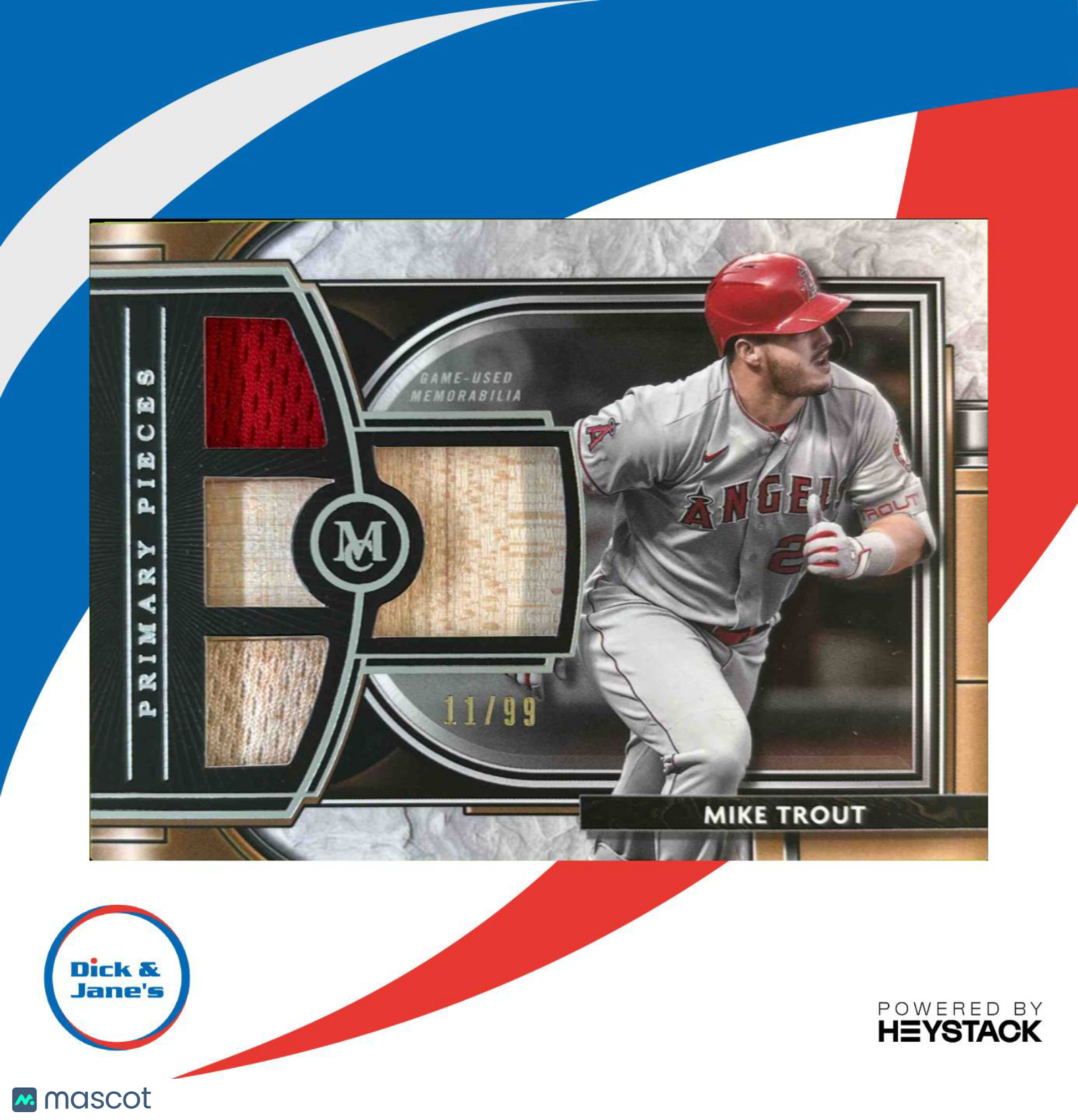 2021 Topps Museum Collection Mike Trout Quad Relics 11/99 Los Angeles Angels Sports Cards