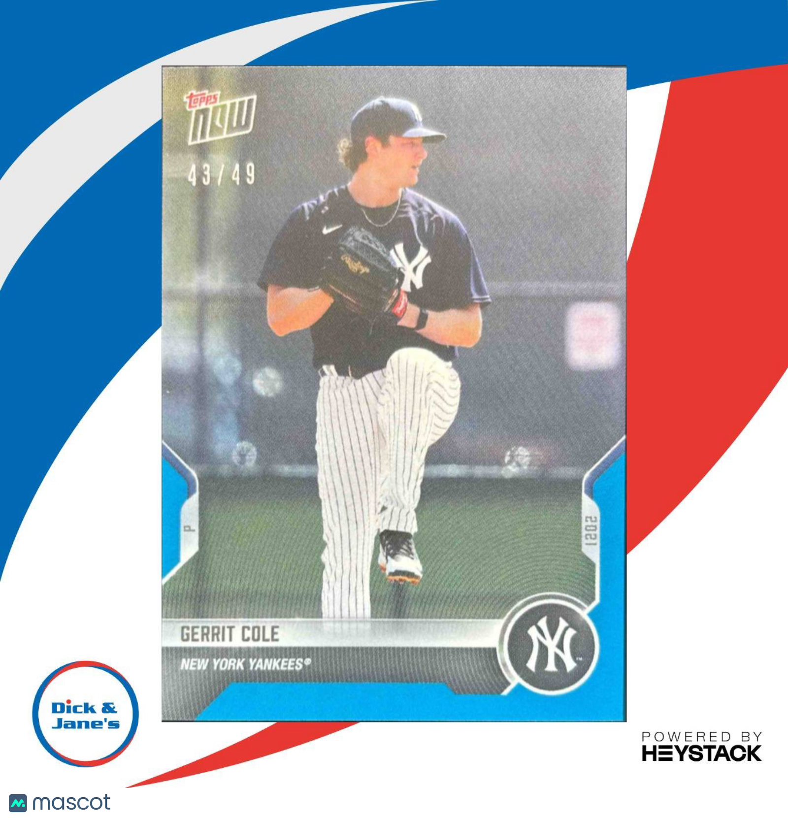 2021 Topps Now Road to Opening Day New York Yankees Gerrit Cole Blue /49 #OD-40 - Sports Cards