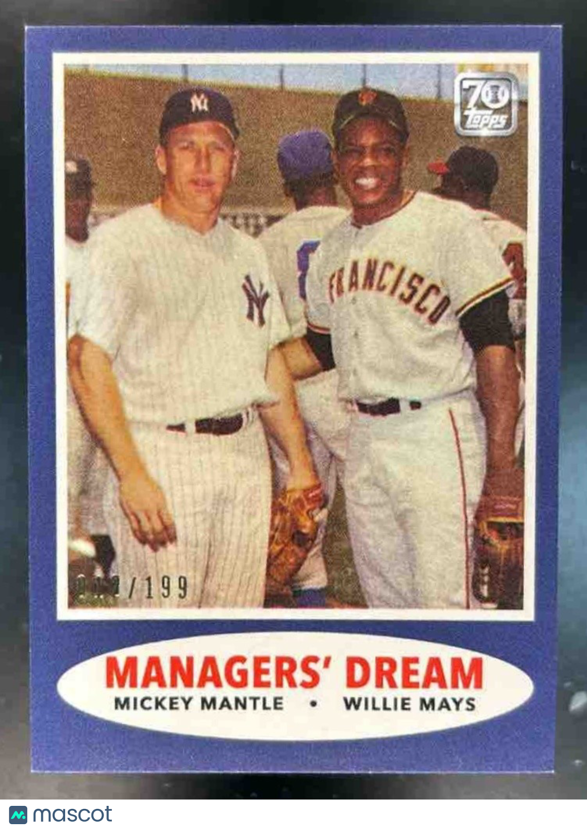 2021 Topps Willie Mays x Mickey Mantle Yankee Blue ’Managers Dream’ /199 Yankee - Sports Cards