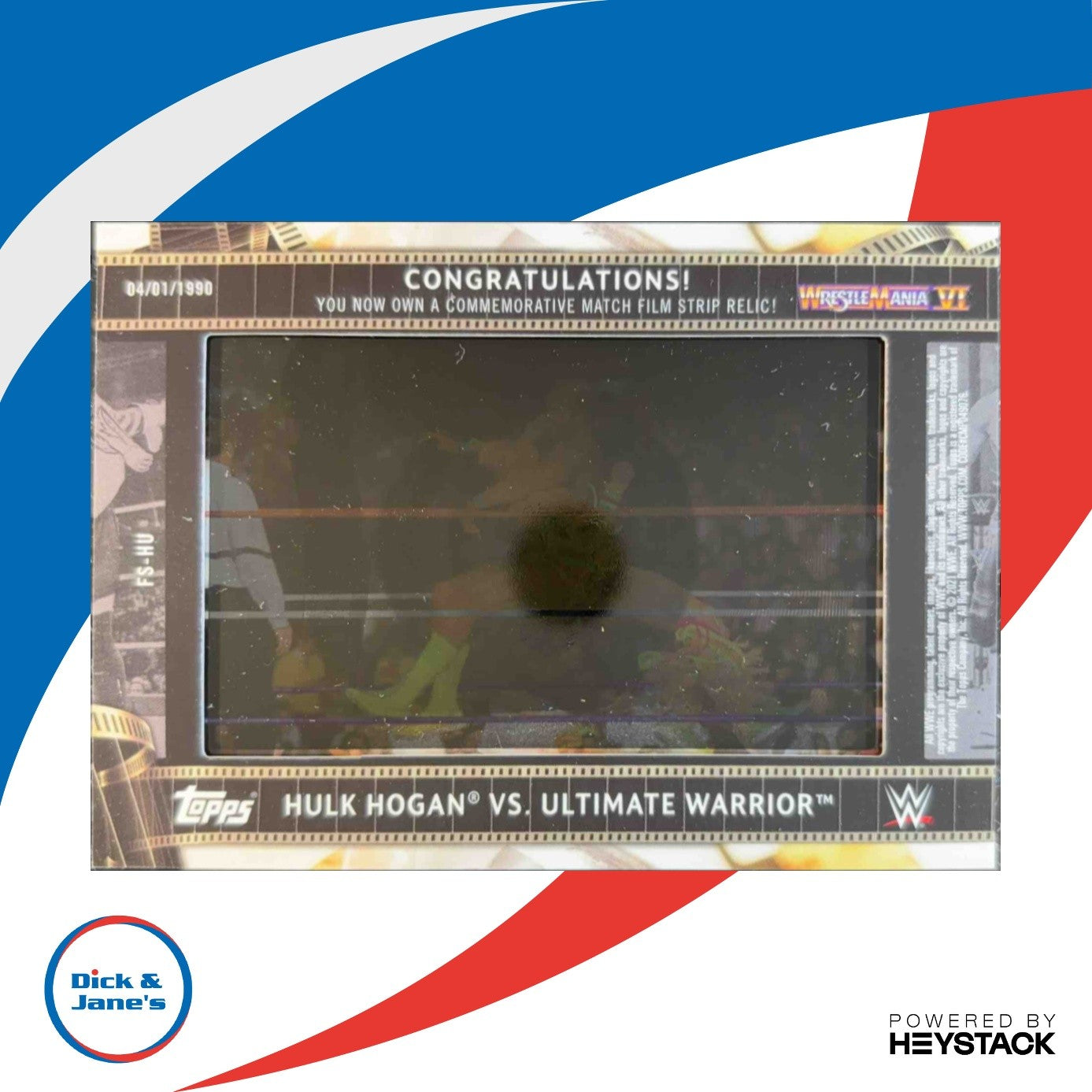 2021 Topps WWE Hulk Hogan vs. Ultimate Warrior Match Film Strips Light Green/199 - Sports Cards