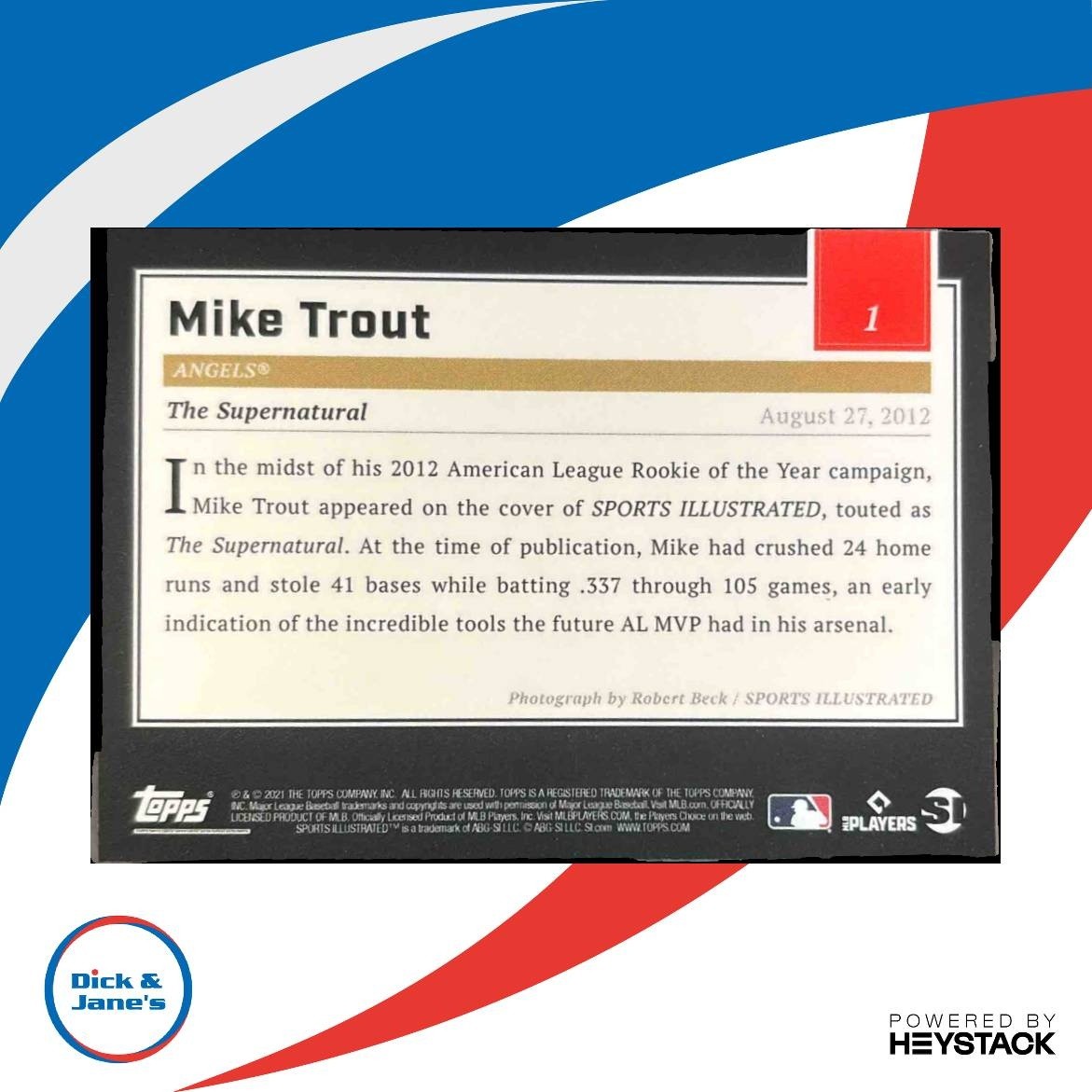 2021 Topps x Sports Illustrated Mike Trout #1 Los Angeles Angels - Sports Cards