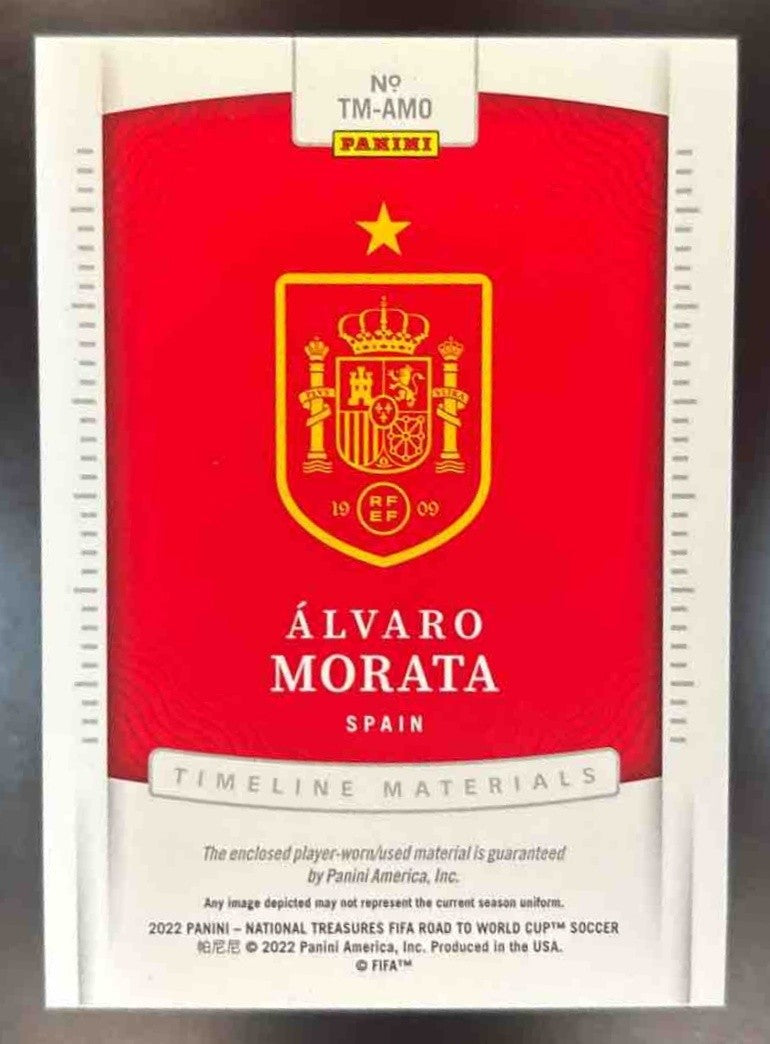 2022-23 National Treasure Alvaro Morata Timeline Materials Gold /10 MEM Spain - Sports Cards