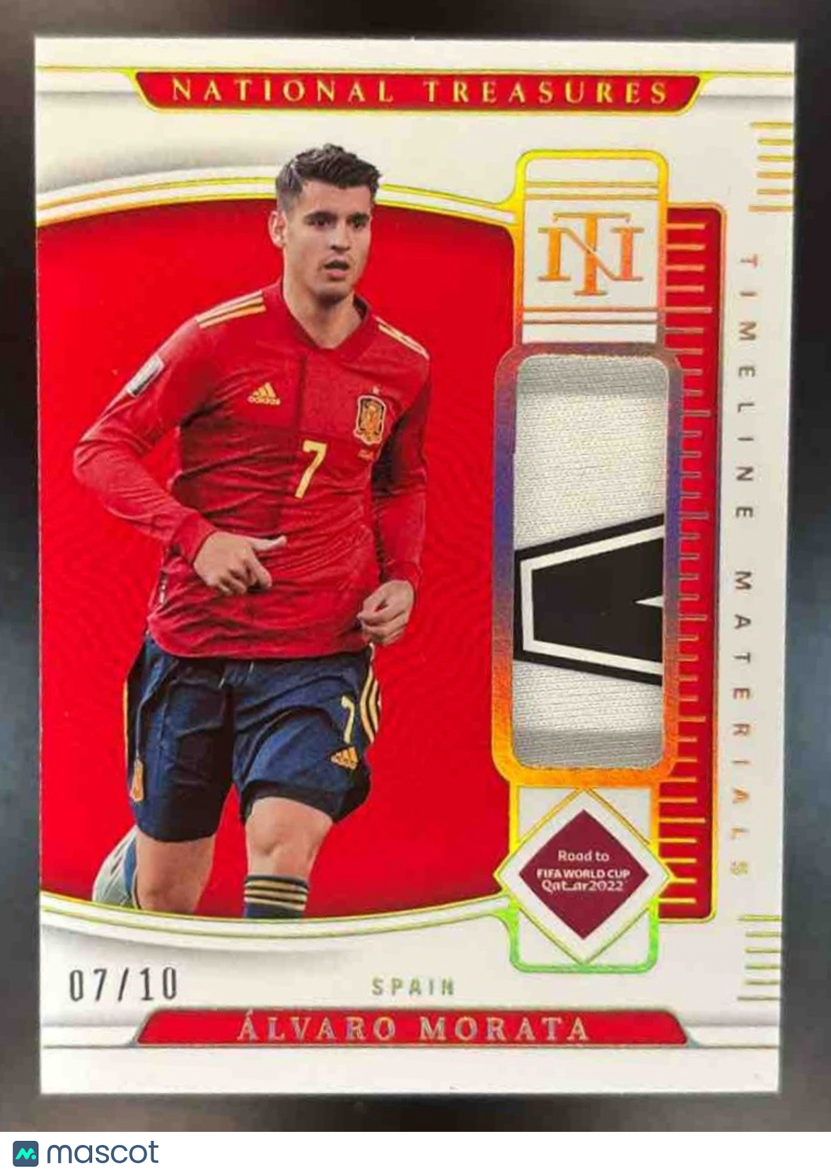 2022-23 National Treasure Alvaro Morata Timeline Materials Gold /10 MEM Spain - Sports Cards