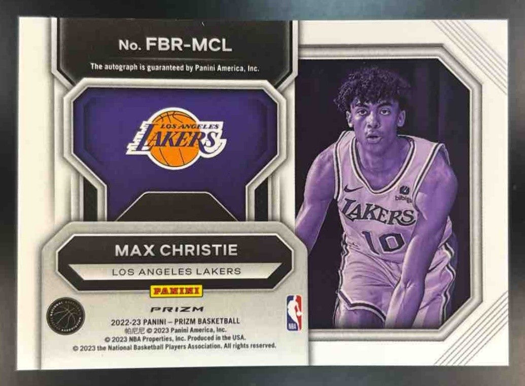 2022-23 Panini Prizm Max Christie Fast Break Rookie Auto RC Los Angeles Lakers - Sports Cards