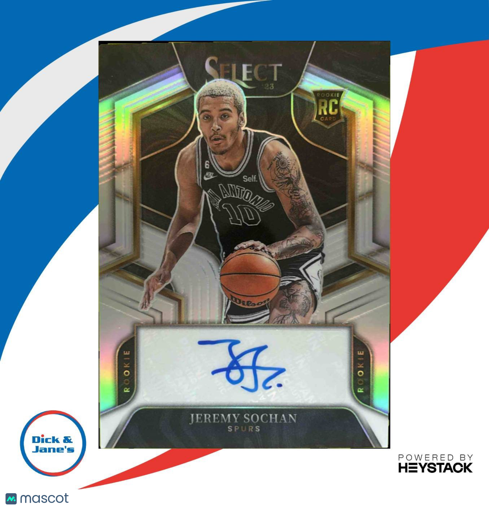 2022-23 Panini Select Jeremy Sochan Rookie Signatures/249 Auto San Antonio Spurs - Sports Cards