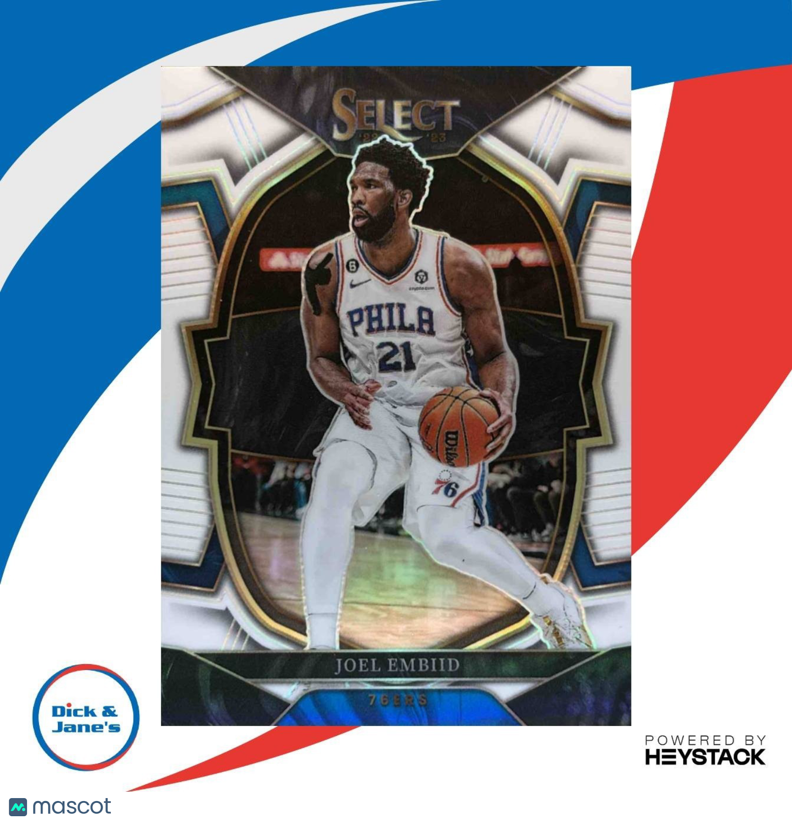 2022-23 Panini Select Joel Embiid White Prizms 16/149 #47 Concourse 76ers - Sports Cards