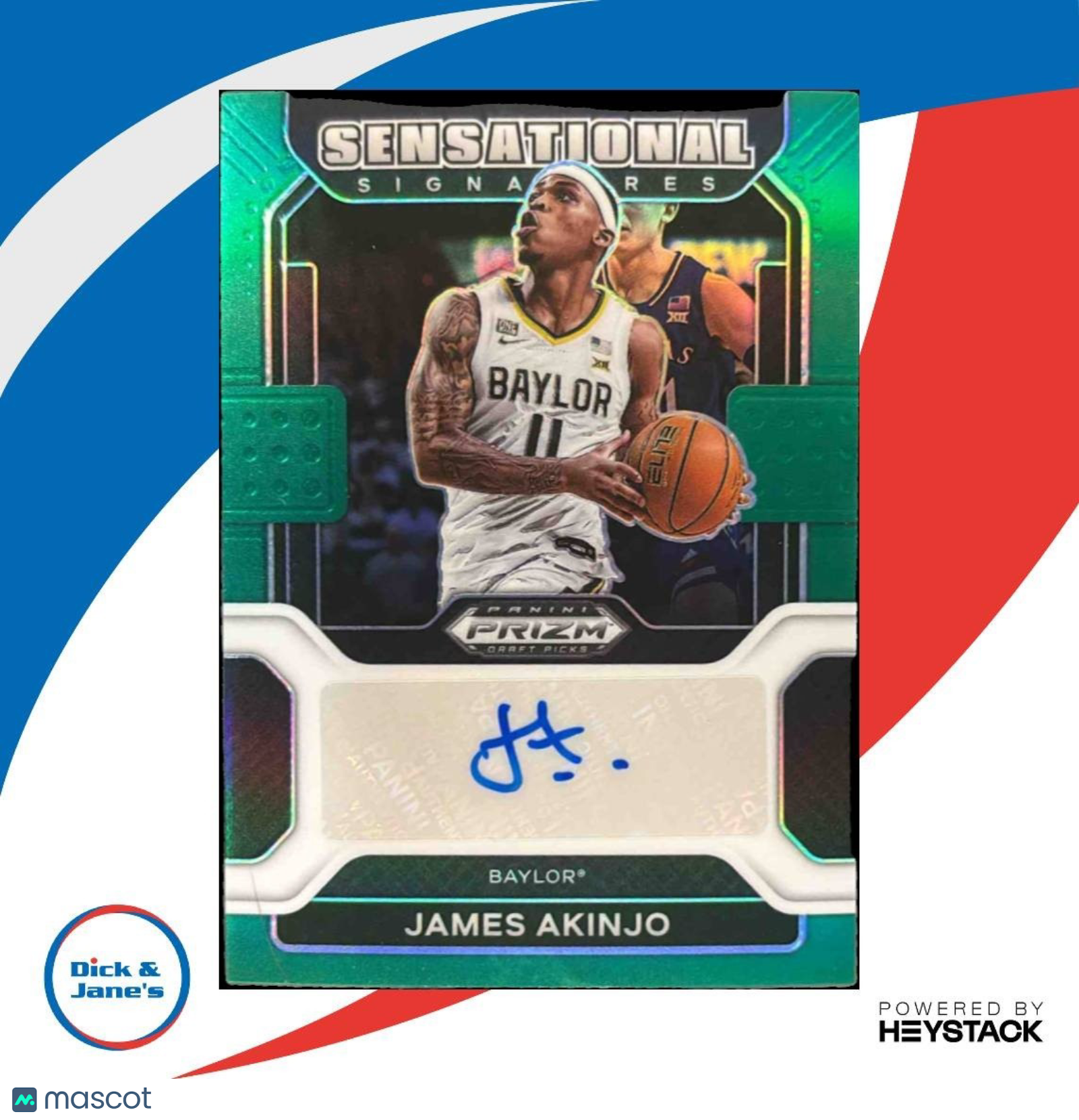 2022-23 Prizm Draft Picks James Akinjo Sensational Signatures Green Auto Bears - Sports Cards