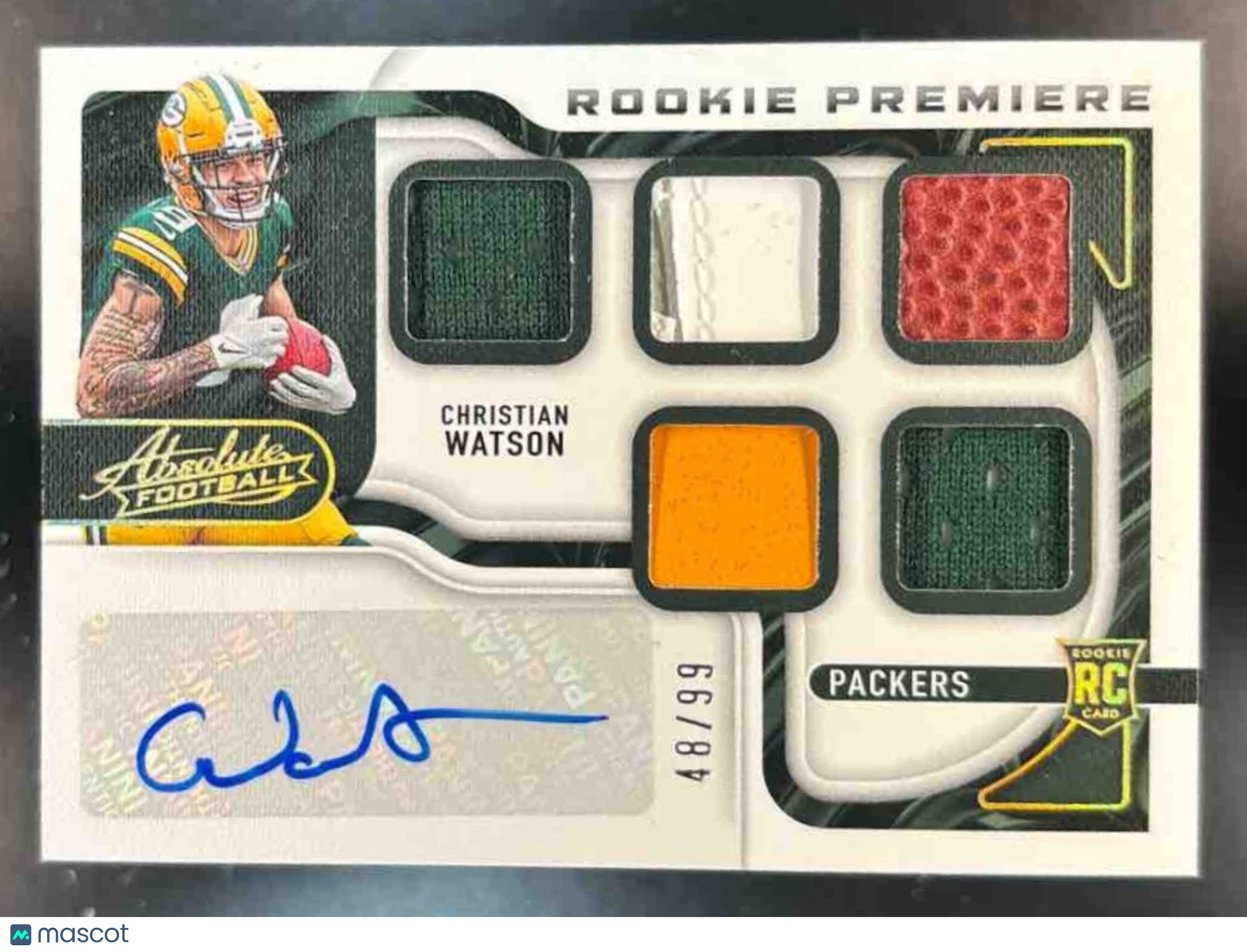 2022 Absolute Christian Watson Rookie Premiere Five Patch Autos /99 #219 MEM RC - Sports Cards