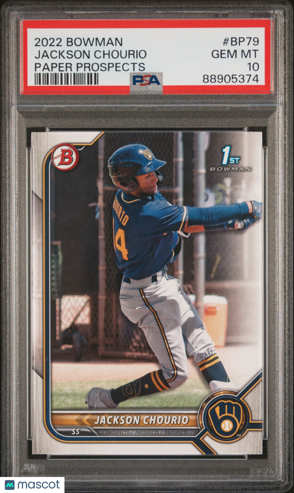 2022 Bowman 1st Prospects Jackson Chourio #BP79 PSA 10 Milwaukee Brewers Graded Sports Cards