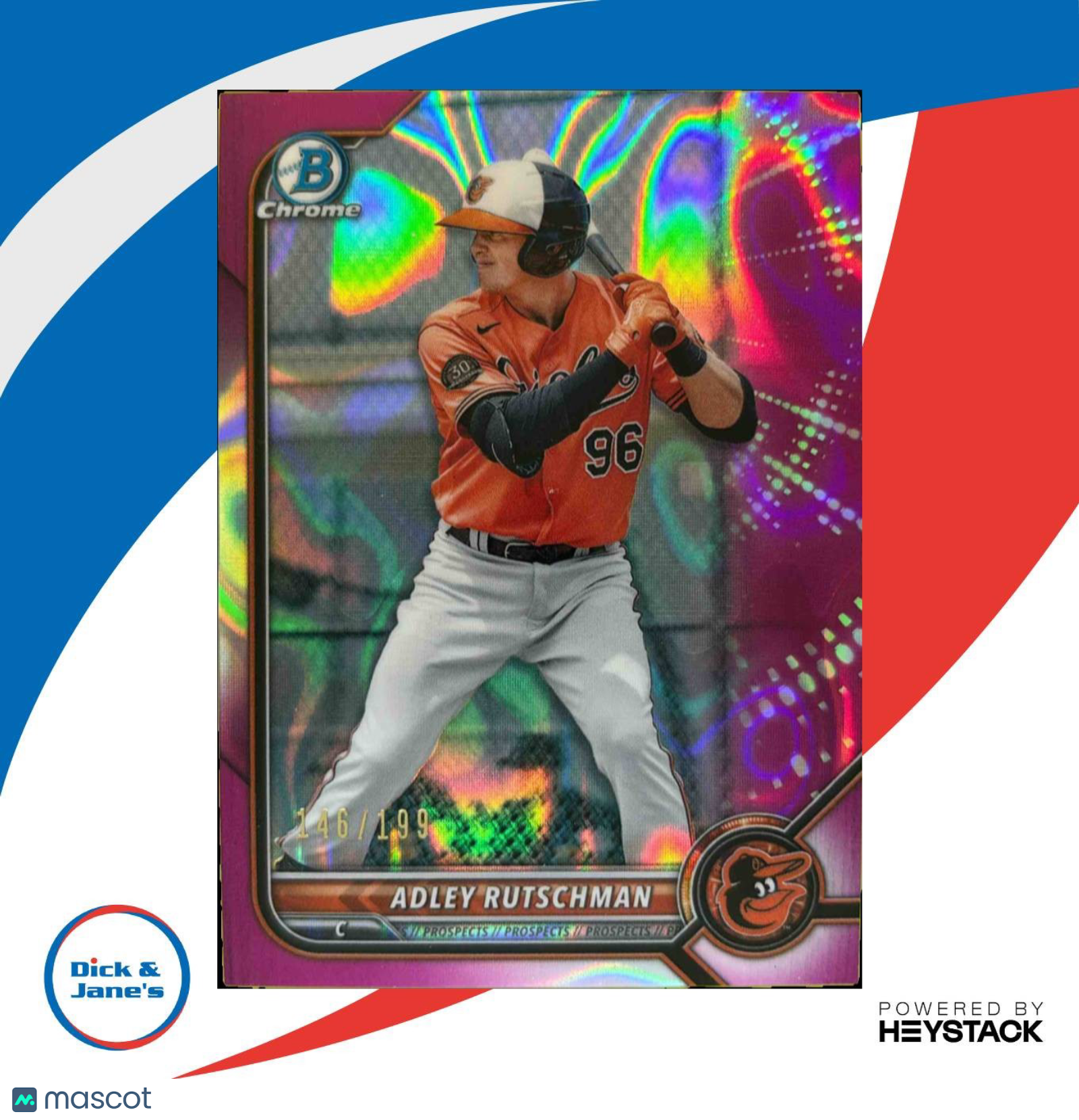 2022 Bowman Adley Rutschman Chrome Prospects Fuchsia Refractor /199 #BCP-29 - Sports Cards