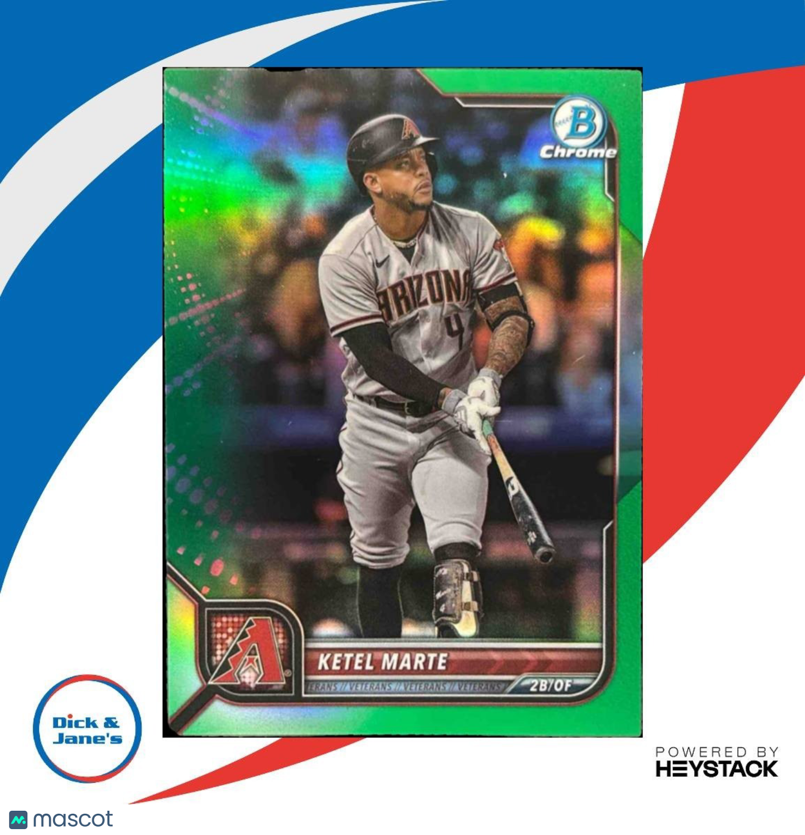 2022 Bowman Chrome Ketel Marte Green Refractor /99 #15 Arizona Diamondbacks - Sports Cards