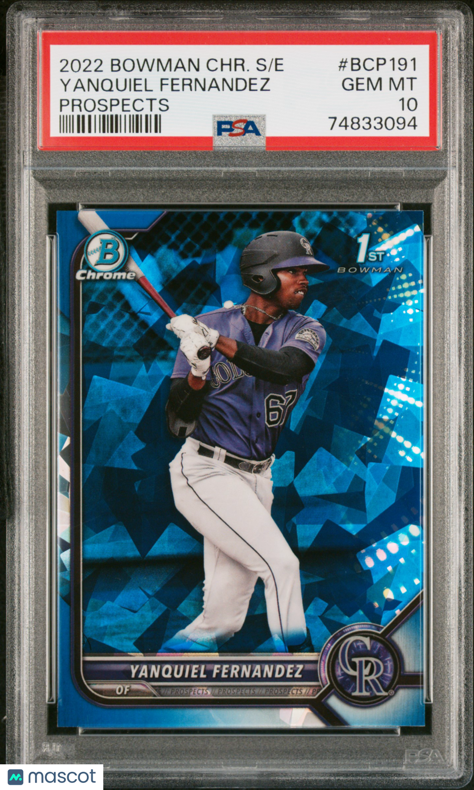 2022 Bowman Chrome Sapphire Edition Prospects Yanquiel Fernandez #BCP191 PSA 10 - Graded Sports Cards