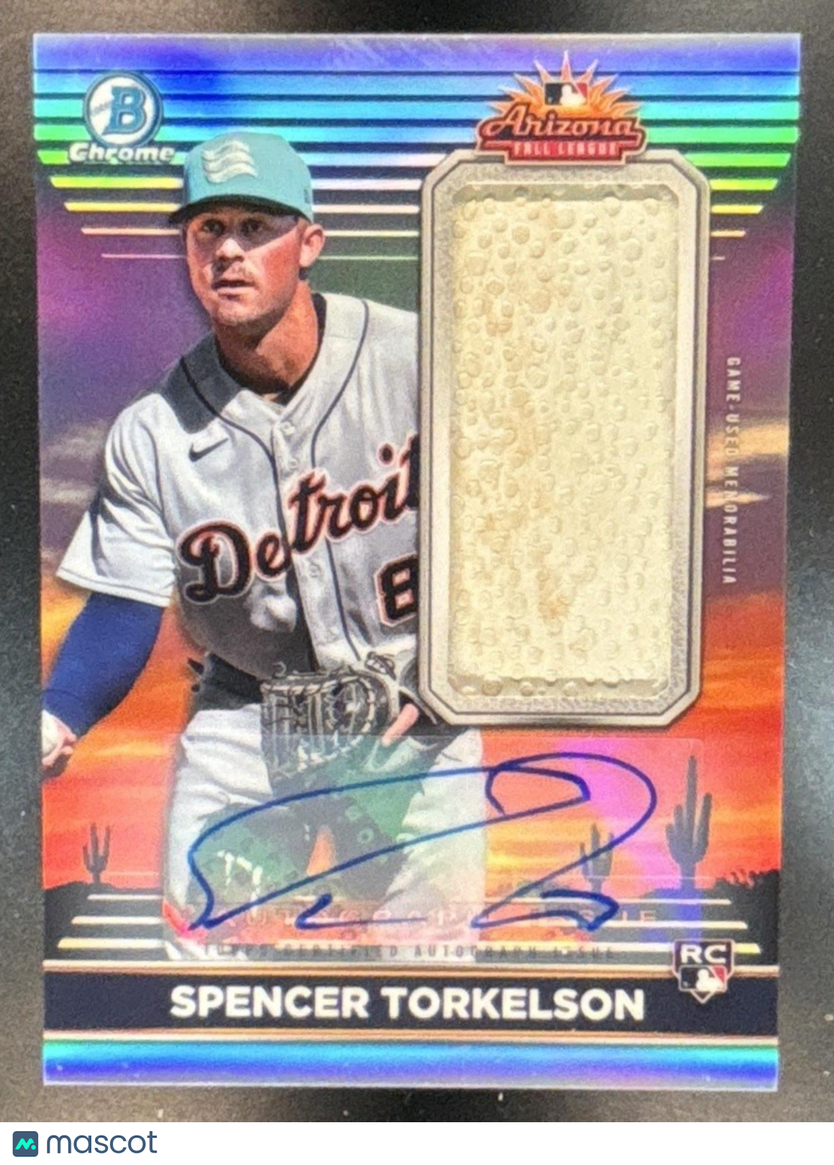 2022 Bowman Chrome Spencer Torkelson 2021 AFL Relics Auto /50 MEM RC Tigers - Sports Cards