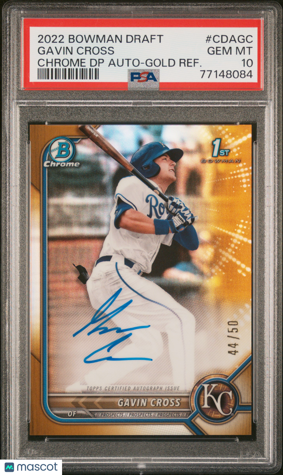 2022 Bowman Draft Chrome Draft Pick Auto Gavin Cross Gold Refractor PSA 10 /50 - Graded Sports Cards