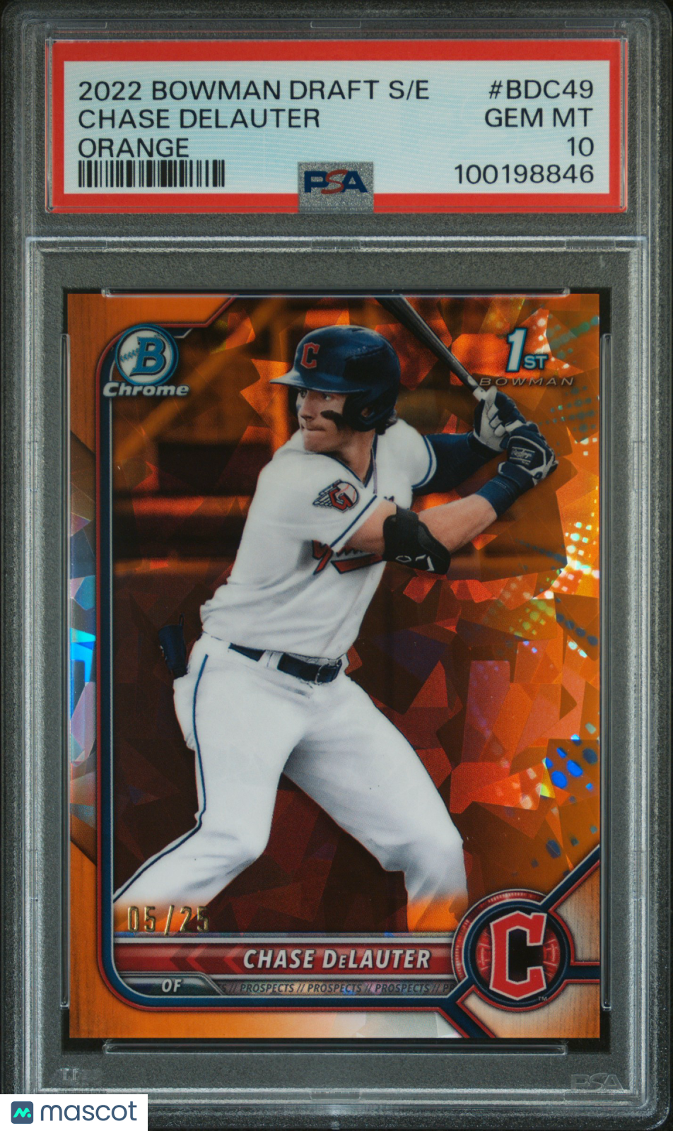2022 Bowman Draft Chrome Sapphire Edition Chase Delauter Orange 05/25 #49 PSA 10 - Graded Sports Cards