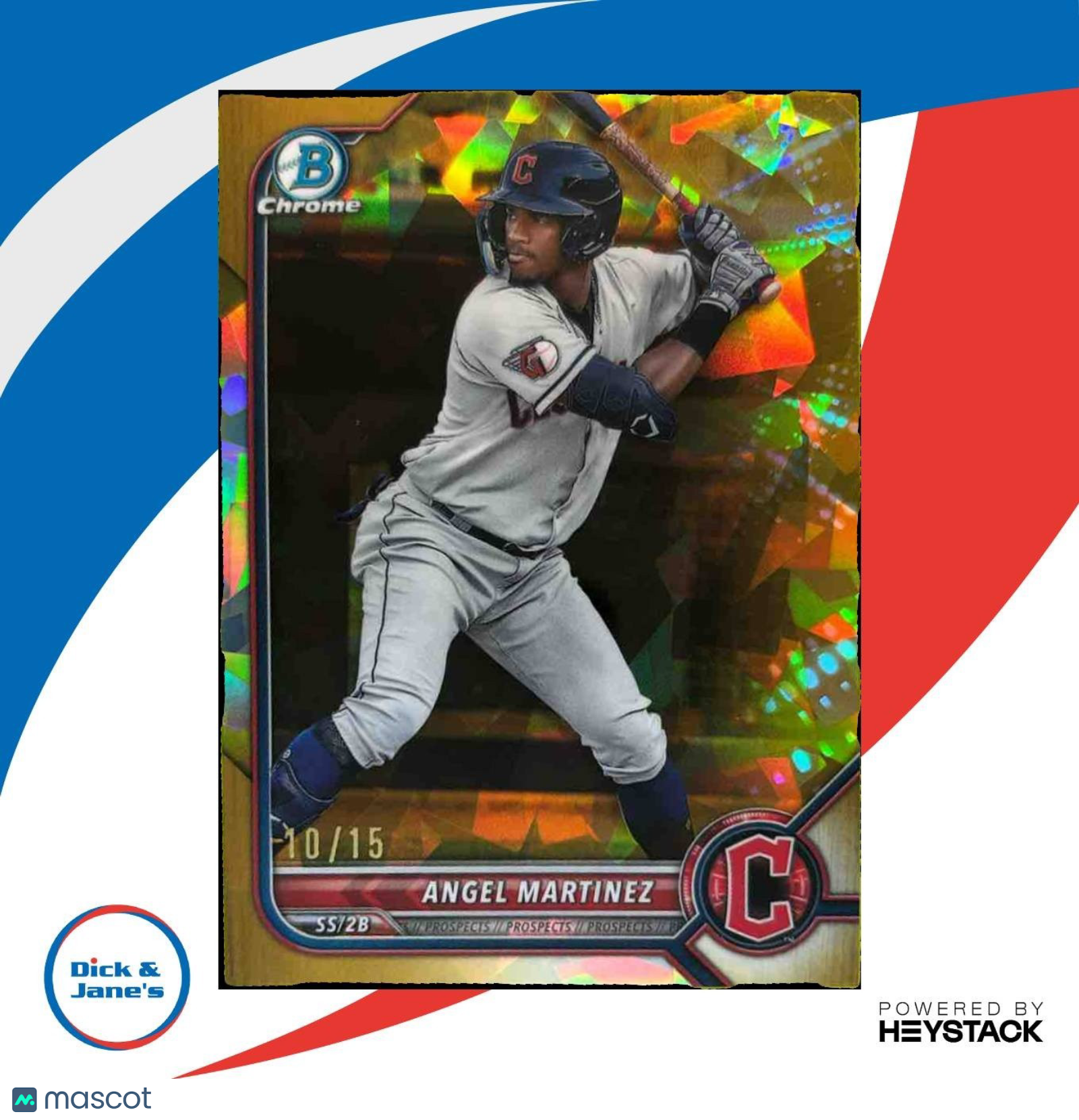 2022 Bowman Draft Sapphire Angel Martinez Chrome Gold /15 #BDC-134 Guardians - Sports Cards