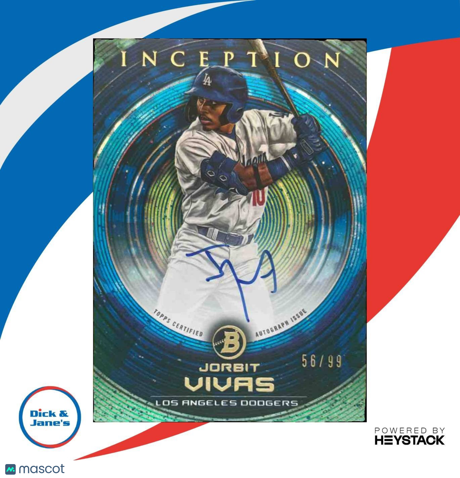 2022 Bowman Inception Jorbit Vivas Prospect Auto Blue /99 Los Angeles Dodgers - Sports Cards