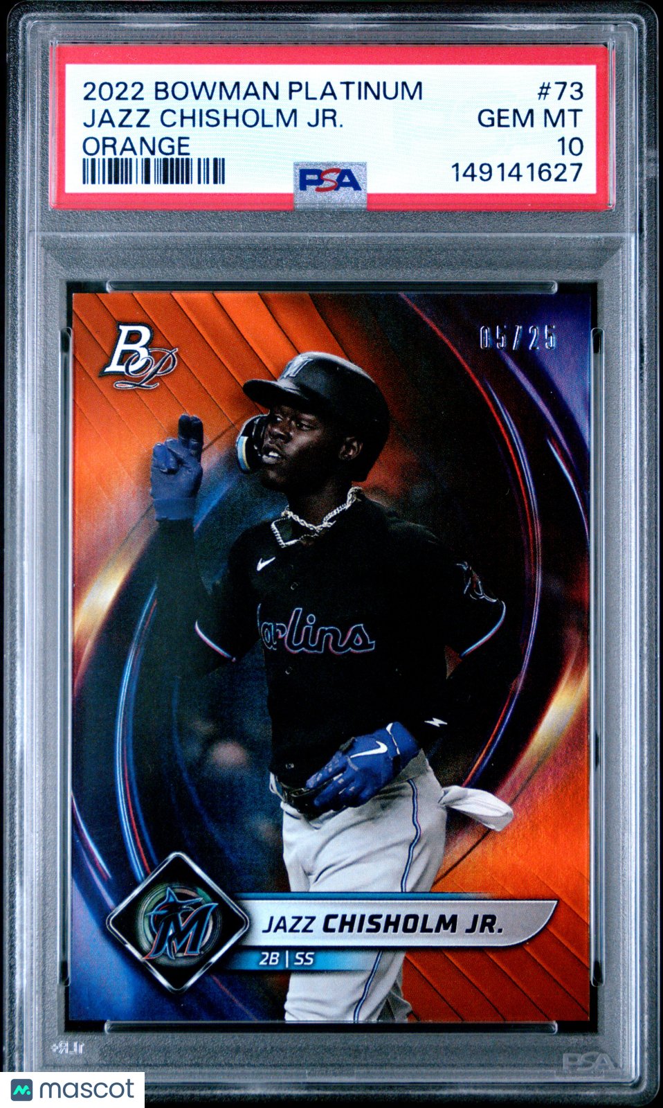 2022 Bowman Platinum Jazz Chisholm JR. Orange #73 PSA 10 GEM MINT Miami Marlins - Graded Sports Cards
