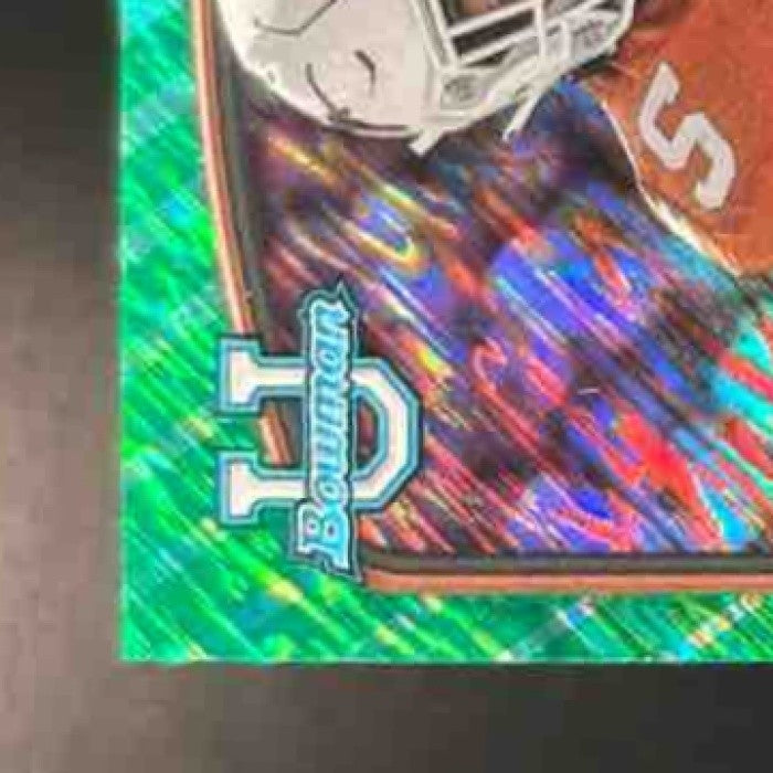 2022 Bowman University Chrome Bijan Robinson Green Shimmer /99 #70 RC Longhorns - Sports Cards