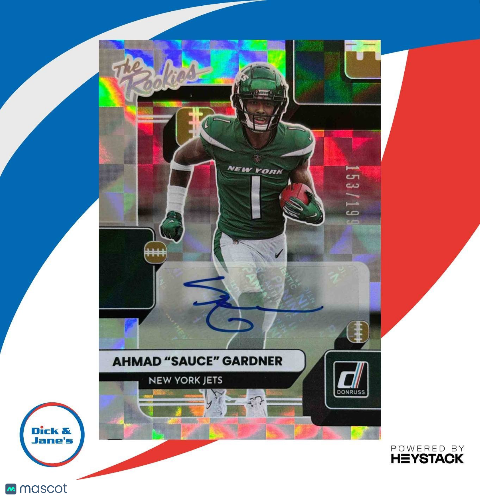 2022 Donruss Ahmad ’Sauce’ Gardner The Rookies Auto /199 #TR-27 RC New York Jets - Sports Cards