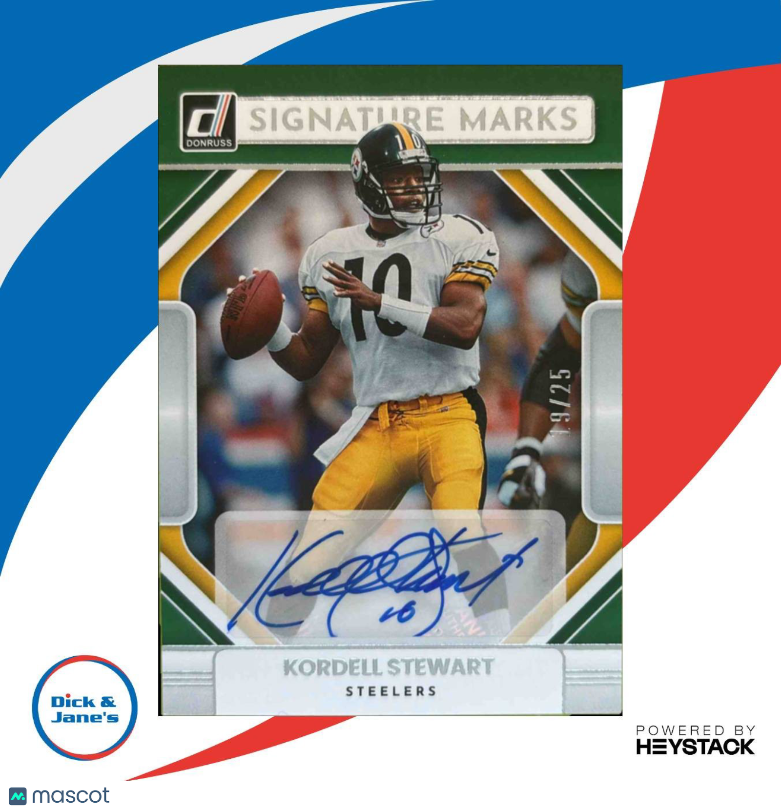 2022 Donruss Kordell Stewart Signature Marks Green /25 Auto Pittsburgh Steelers - Sports Cards
