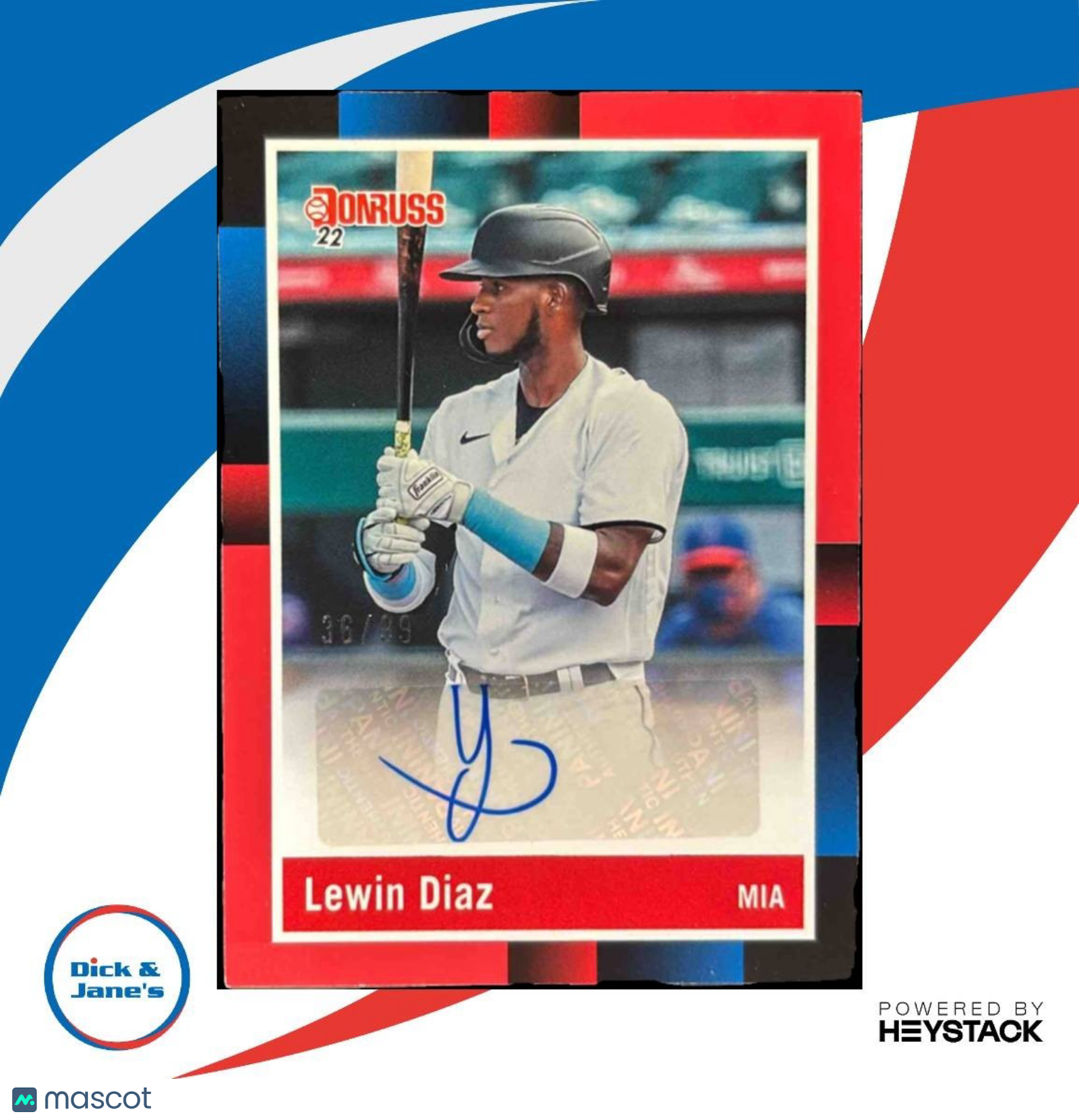 2022 Donruss Lewin Diaz Retro 1988 Signatures Red /99 Auto Miami Marlins - Sports Cards