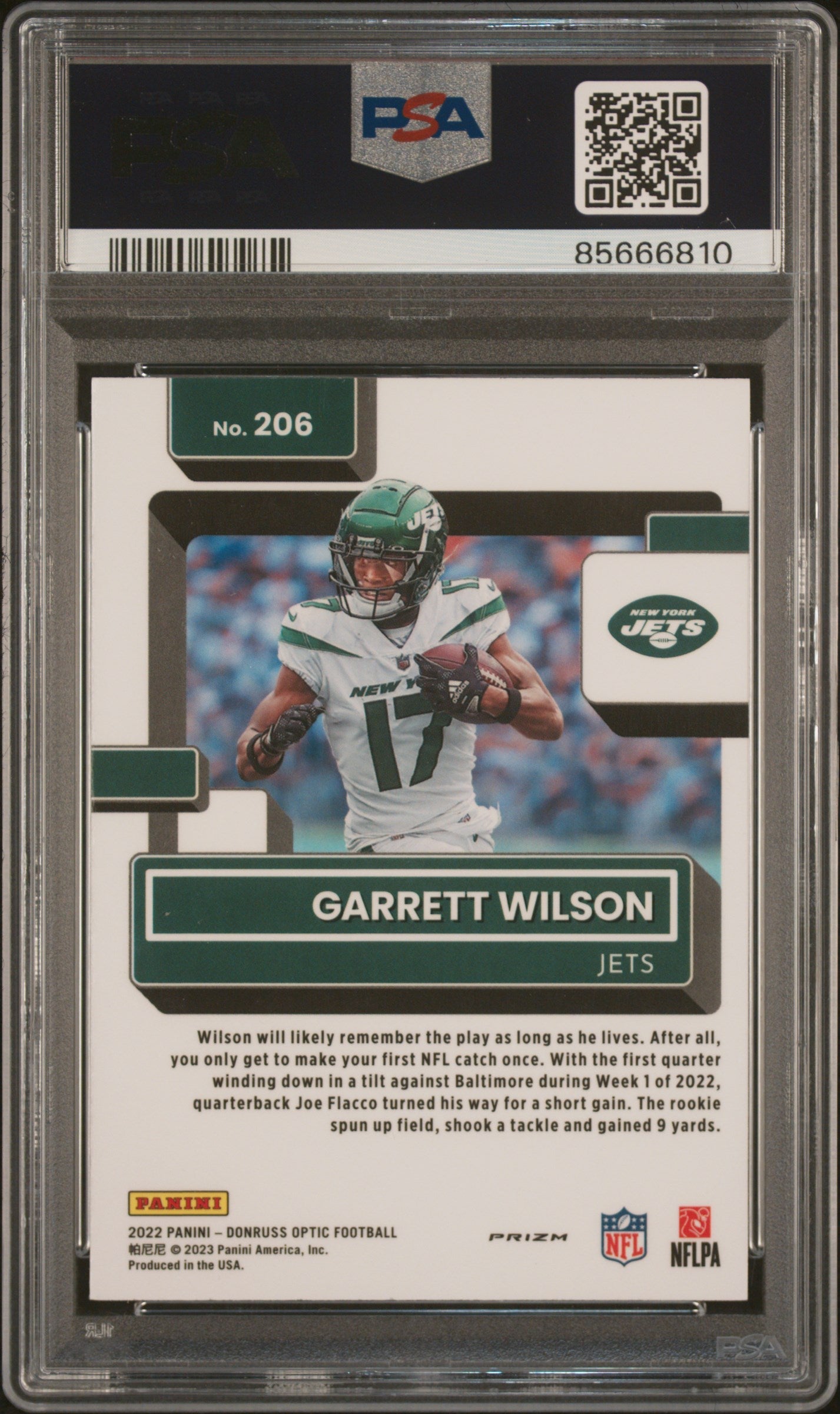 2022 Donruss Optic Garrett Wilson Blue Stars Rookie 206 PSA 10 GEM New York Jets - Graded Sports Cards