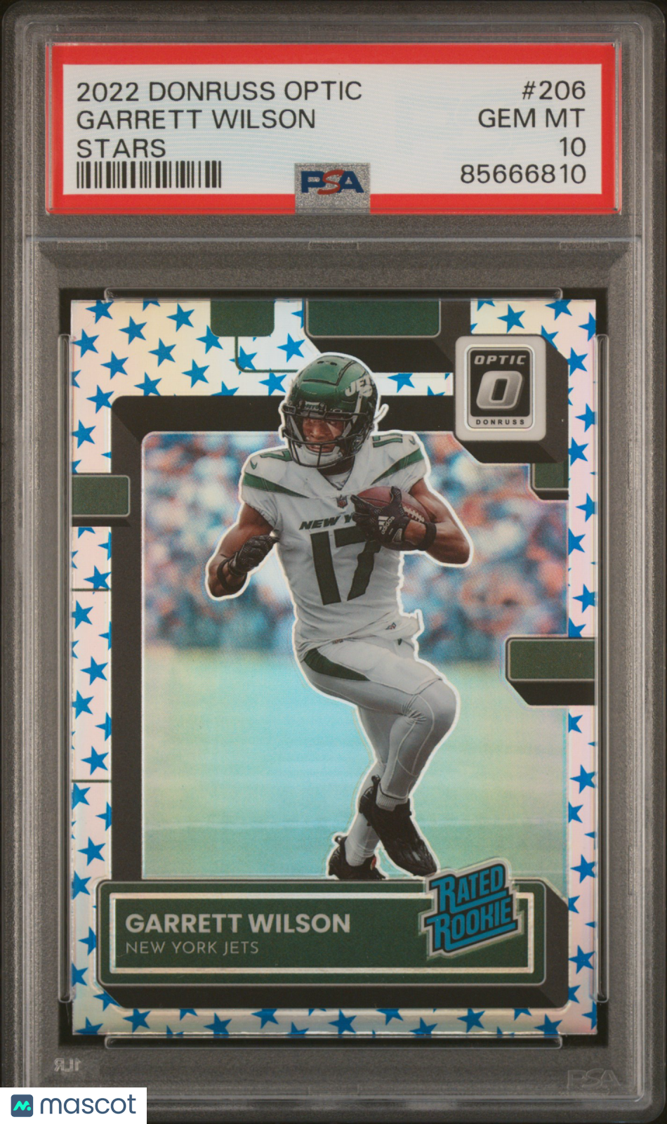 2022 Donruss Optic Garrett Wilson Blue Stars Rookie 206 PSA 10 GEM New York Jets - Graded Sports Cards