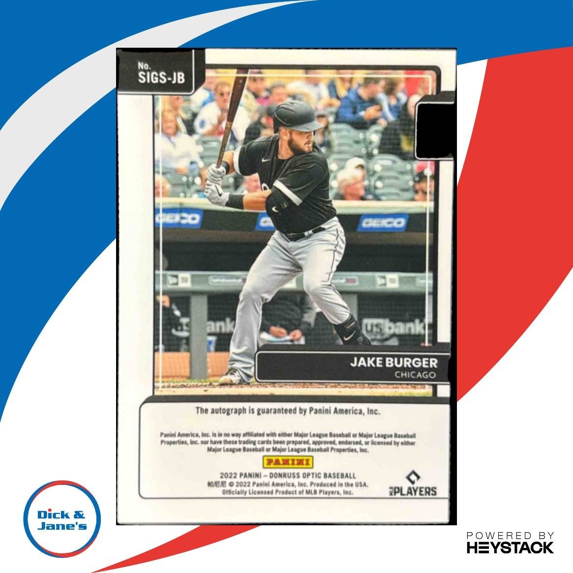 2022 Donruss Optic Jake Burger Signature Series Auto RC Chicago White Sox - Sports Cards