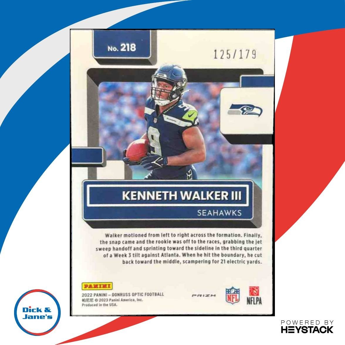 2022 Donruss Optic Kenneth Walker III Blue /179 #218 RC Seattle Seahawks - Sports Cards