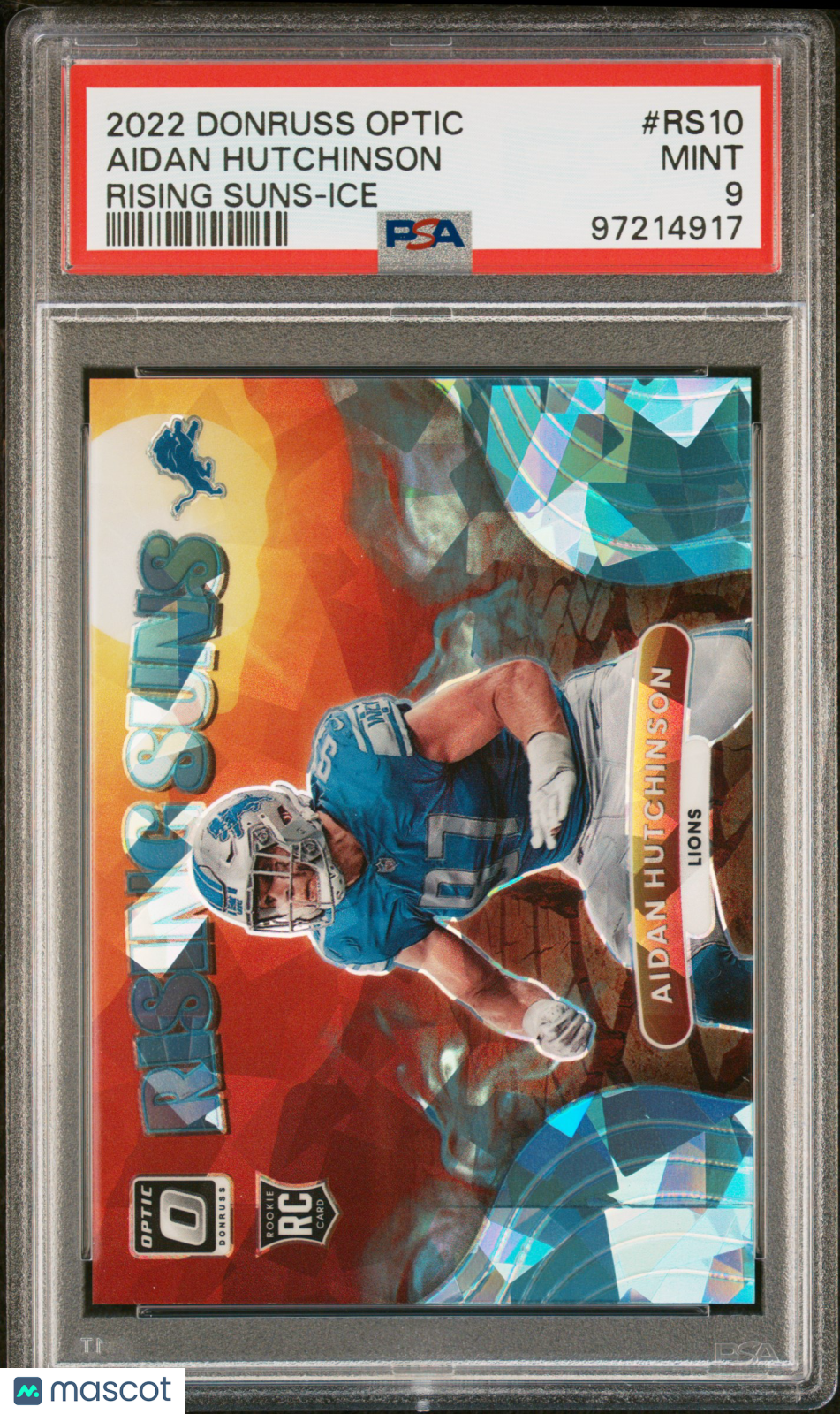 2022 Donruss Optic Rising Suns Aidan Hutchinson Ice Rookie PSA 9 Detroit Lions - Graded Sports Cards