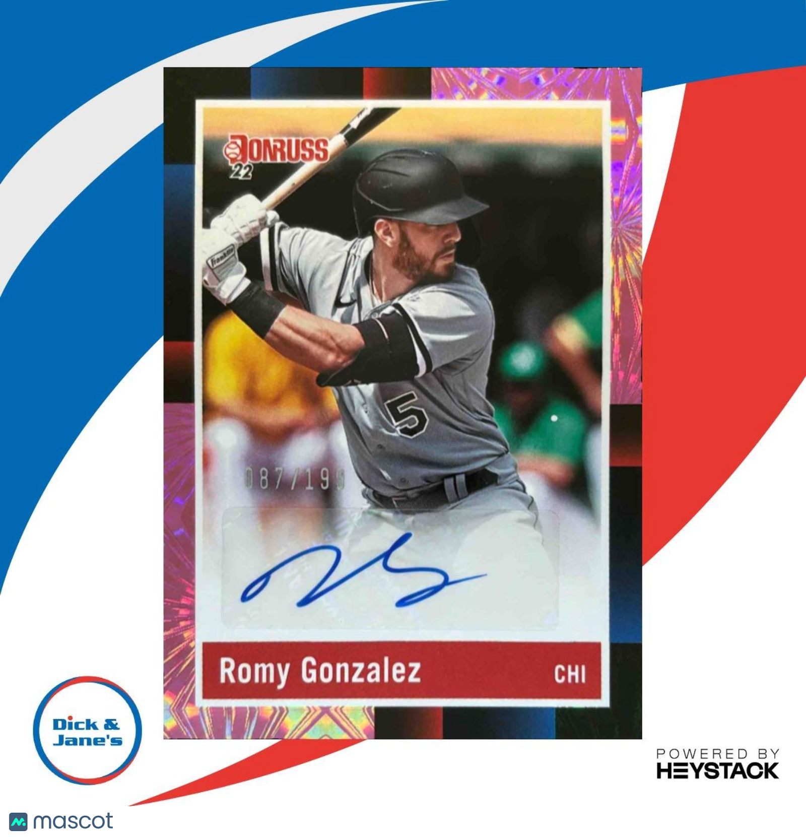 2022 Donruss Romy Gonzalez Retro 1988 Signatures Pink Fireworks /199 RC Sox - Sports Cards