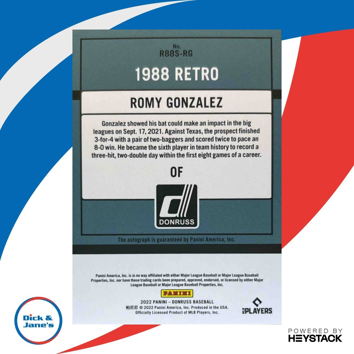 2022 Donruss Romy Gonzalez Retro 1988 Signatures Pink Fireworks /199 RC Sox - Sports Cards