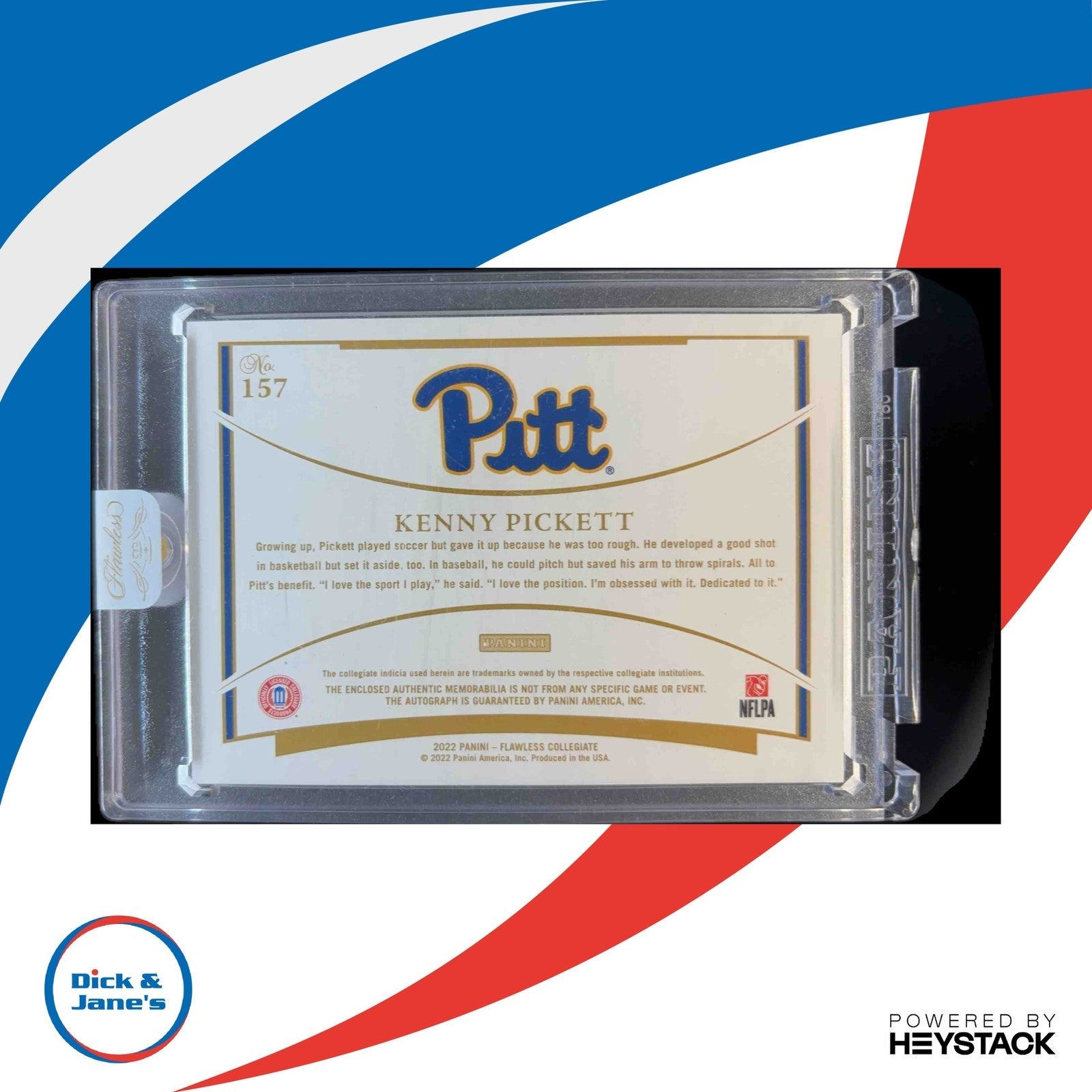 2022 Flawless Collegiate Kenny Pickett Rookie Patch Auto Vertical Ruby 6/20 Pitt - Sports Cards