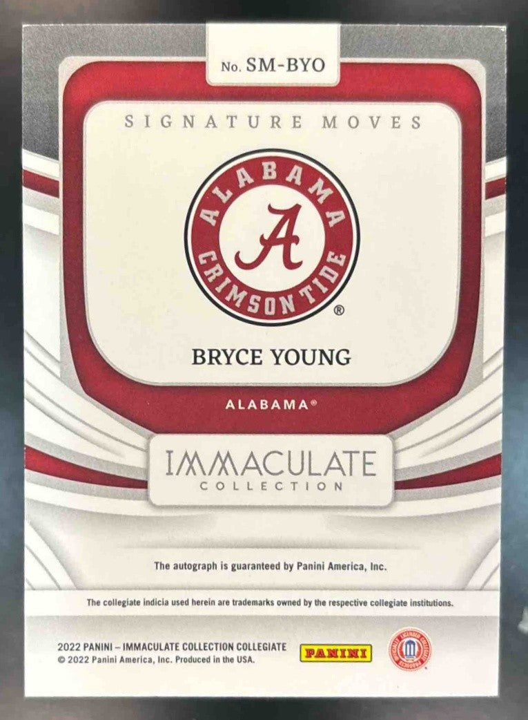 2022 Immaculate Collection Collegiate Bryce Young Signature Moves /99 Auto RC - Sports Cards