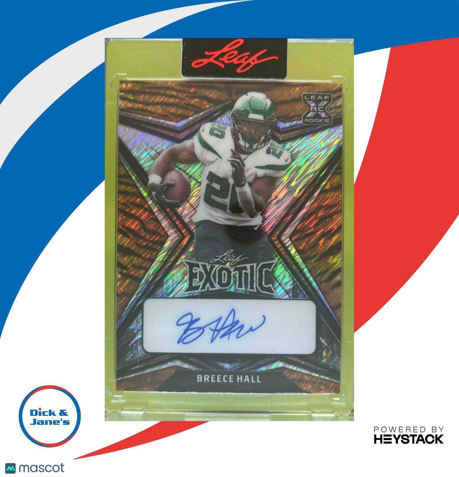 2022 Leaf Breece Hall Exotic /9 RC Auto Iowa State Cyclones - Sports Cards