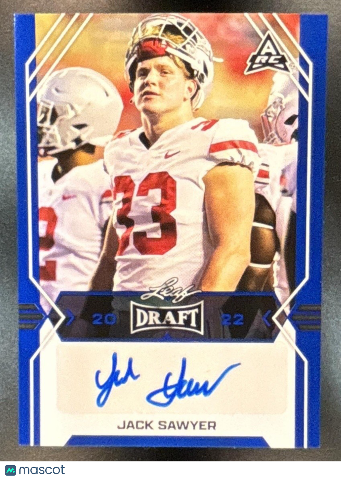 2022 Leaf Draft Jack Sawyer Auto Blue #BA-JS2 Ohio State Buckeyes - Sports Cards